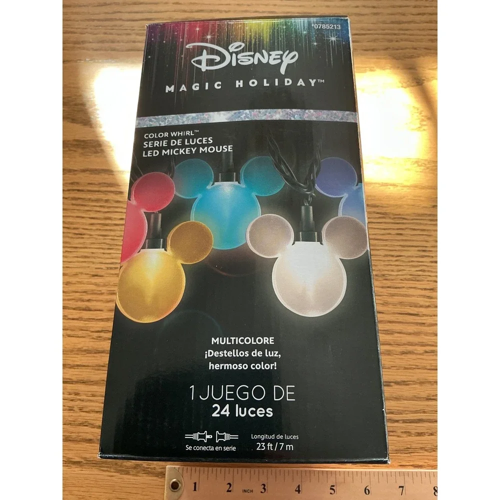 Disney Magic Holiday Color Whirl LED Mickey Mouse Light String 24ct 23ft 0785213